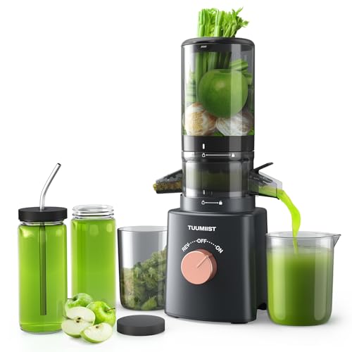 Juicer Machines, TUUMIIST Cold Press Juicer with Large Feed Chute Fit Whole Vegetable And Fruit