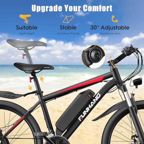 Electric Bike for Adults, Peak 1000W Ebike, 50Miles 21.7MPH Adult Electric Bicycles, 26" Electric Mountain Bike 48V 374.4WH Battery, Commuter E Bike with Adjustable Stem, Fenders, 21 Speed
