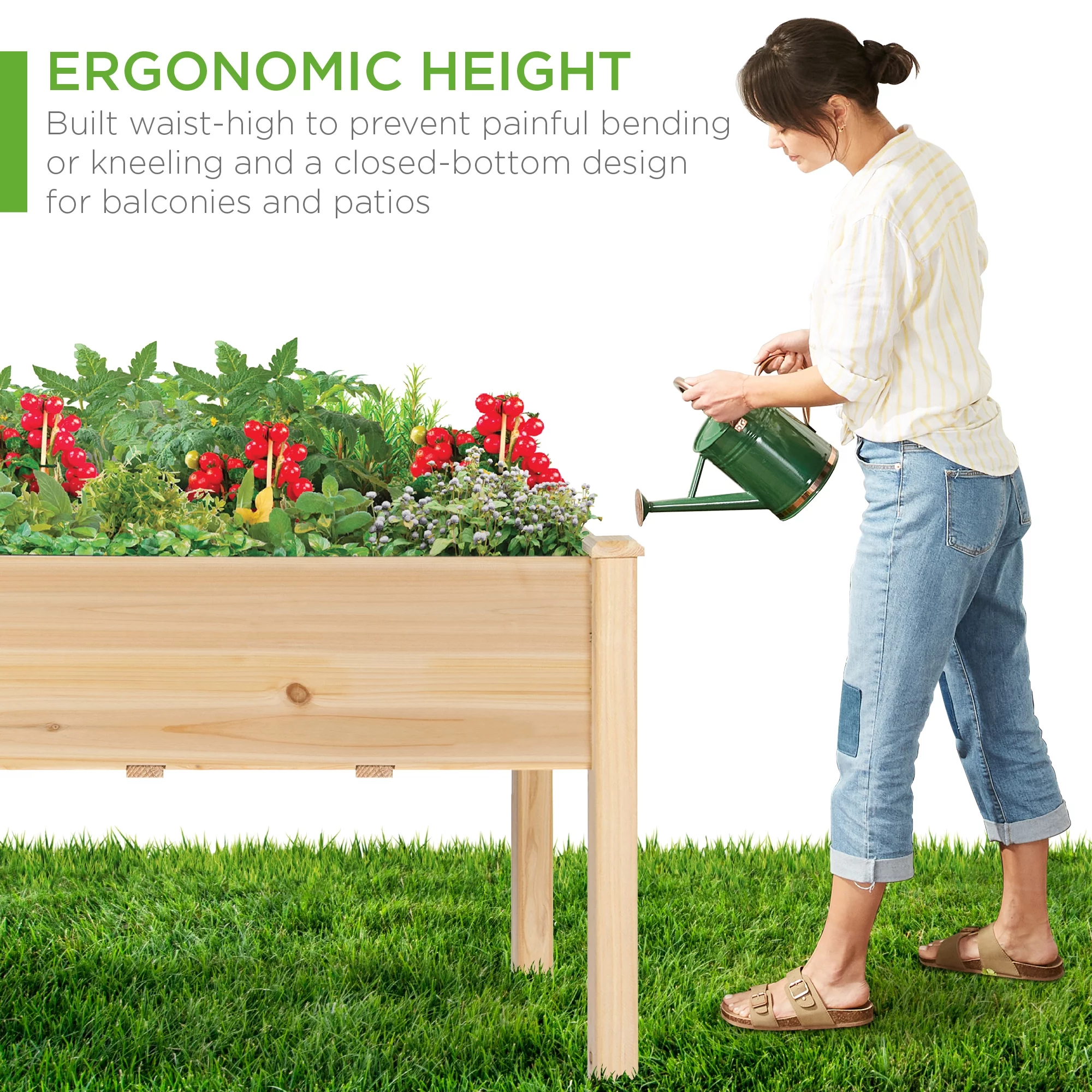 Best Choice Product 48x24x30in Raised Garden Bed, Elevated Wooden Planter for Yard w/ Foot Caps, Liner - Natural - Curated Treasures Market