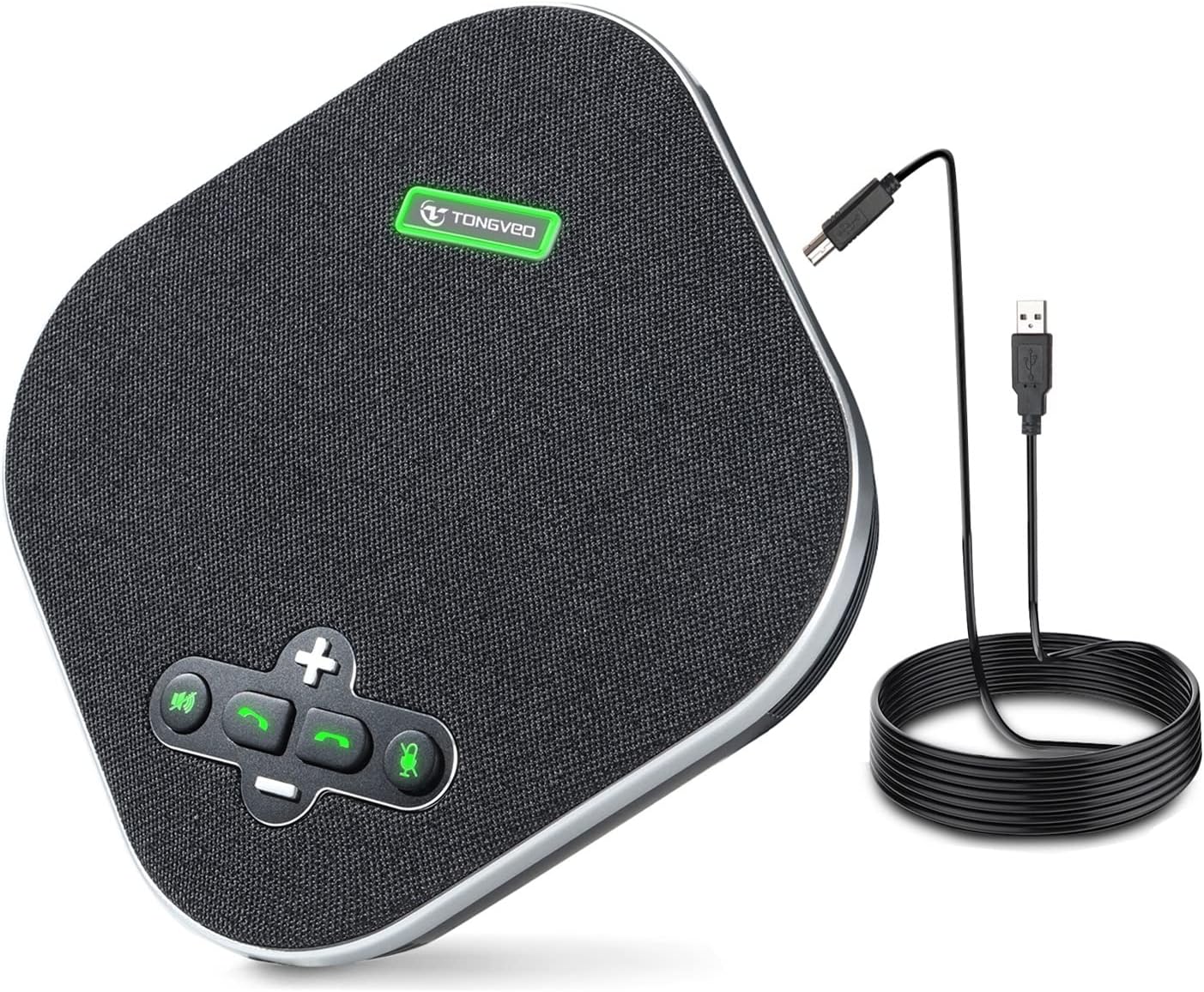 TONGVEO USB Speakerphone Conference Microphone,M3 Conference Speaker Built-in Full Duplex 360°Voice Pickup 4 AI Microphones Noise Cancellation Mics for Video Conference,Gaming,Chatting,Skype…
