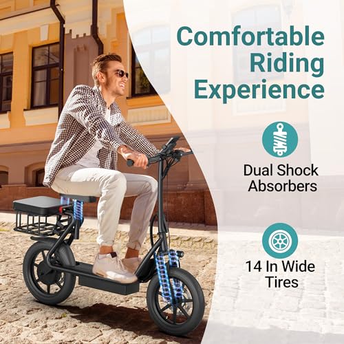 NAVIC Electric Scooter Adults,Max 19/22/27/49 Miles Ranges,Top Speed 19/22 mph,350/750W Peak Motor, Folding E-Scooter with Dual Braking Dual Suspension