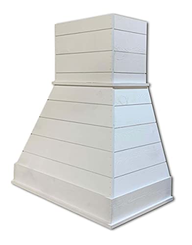 30" Castlewood Rustic Shiplap Chimney Range Hood - Farmhouse White (42-1/2" H | 31" W | 20-3/8" D)