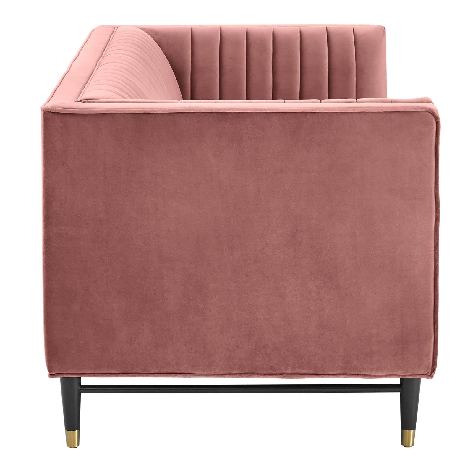 Devote Channel Tufted Performance Velvet Loveseat - Gray
