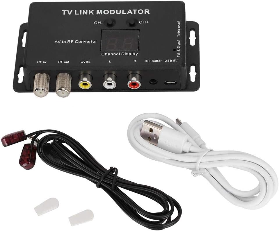 UHF Modulator,TM70 UHF TV Link Modulator AV to RF Converter IR Extender with Channel Display,Modulator Modulator AV to RF Converter IR Extender,Supporting PAL/NTSC with USB Charge Cable