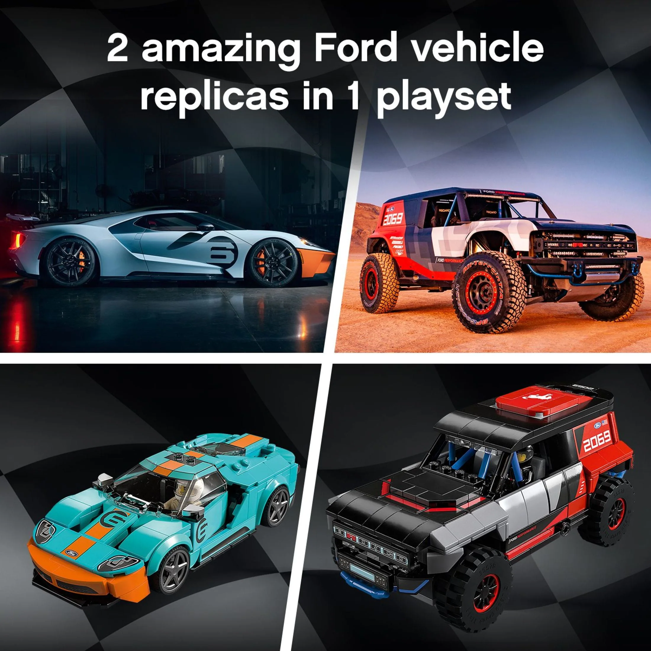 LEGO Speed Champions Ford GT Heritage Edition and Bronco R 76905 Building Toy (660 Pieces)