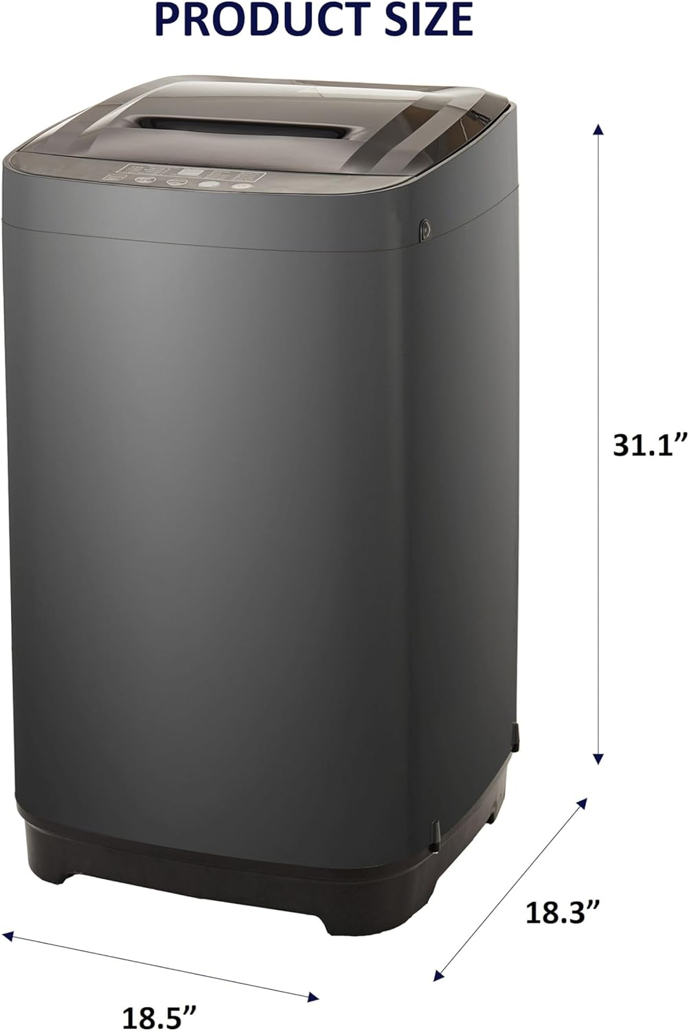 Portable Washing Machine – 15.4lbs Capacity, Top Loading Full-Automatic Compact Washing Machine with Smart Programs and Energy Efficiency (Antique grey, 18.3 "L x 18.5 "W x 31.1 "H)