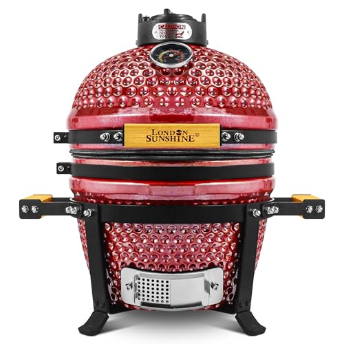 Ceramic BBQ Charcoal Kamado Grill 13 inch Portable Tabletop BBQ Grill Red