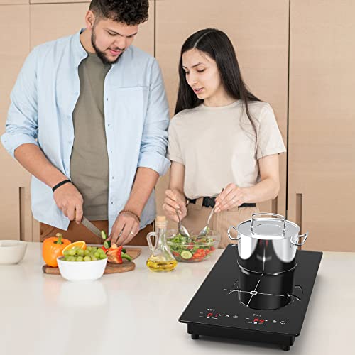 VBGK Induction Cooktop, Induction Stove Top with Large LCD Sensor Touch, Induction Hot Plate with 9 Temperature Levels, Child Safety Lock & Timer
