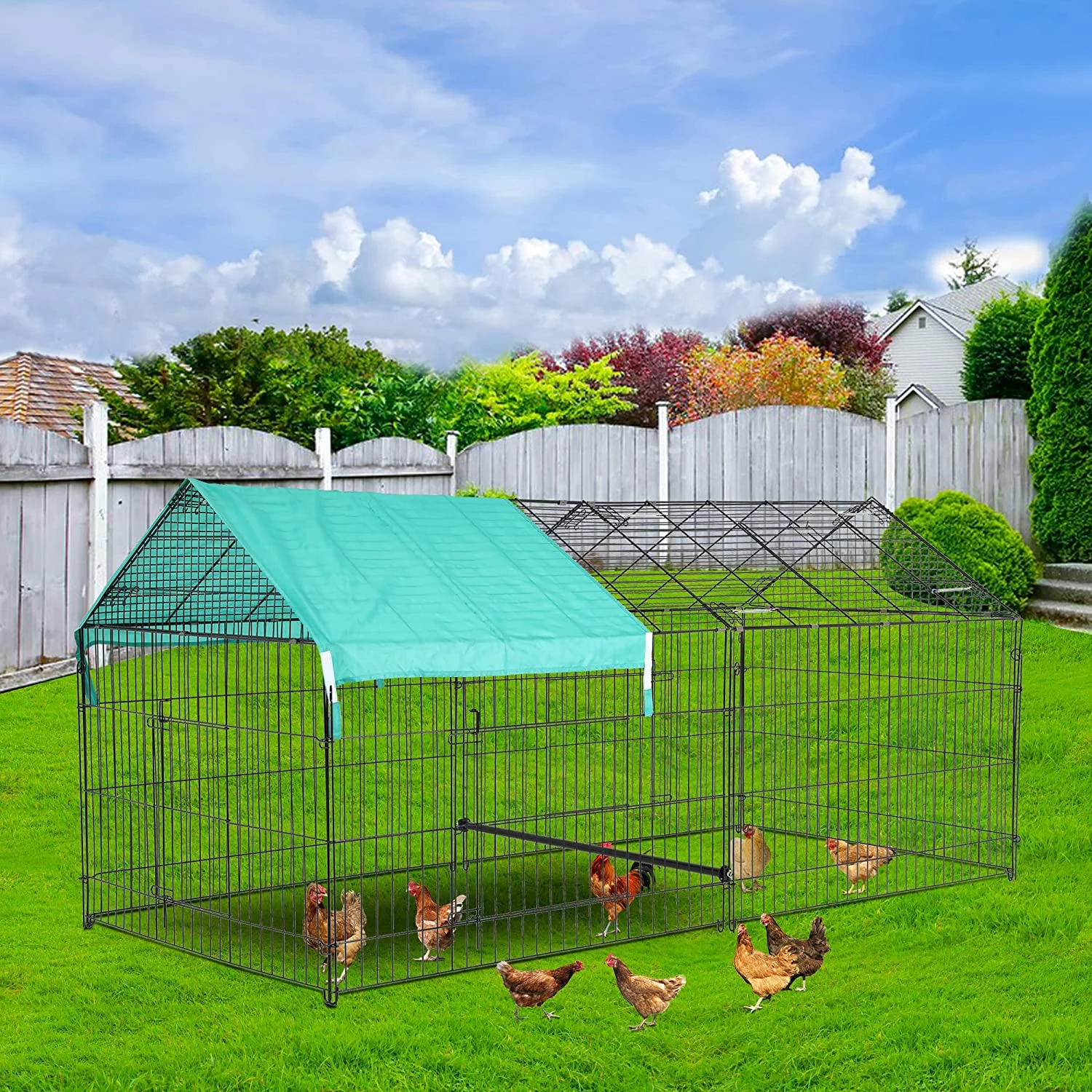 BestPet 8741 Large Metal Chicken Coop,Walk-in Poultry Cage Chicken Run Outdoor Duck Coop Chicken Pen Pet Playpen w/Door & Cover Rabbit Enclosure for Backyard Farm