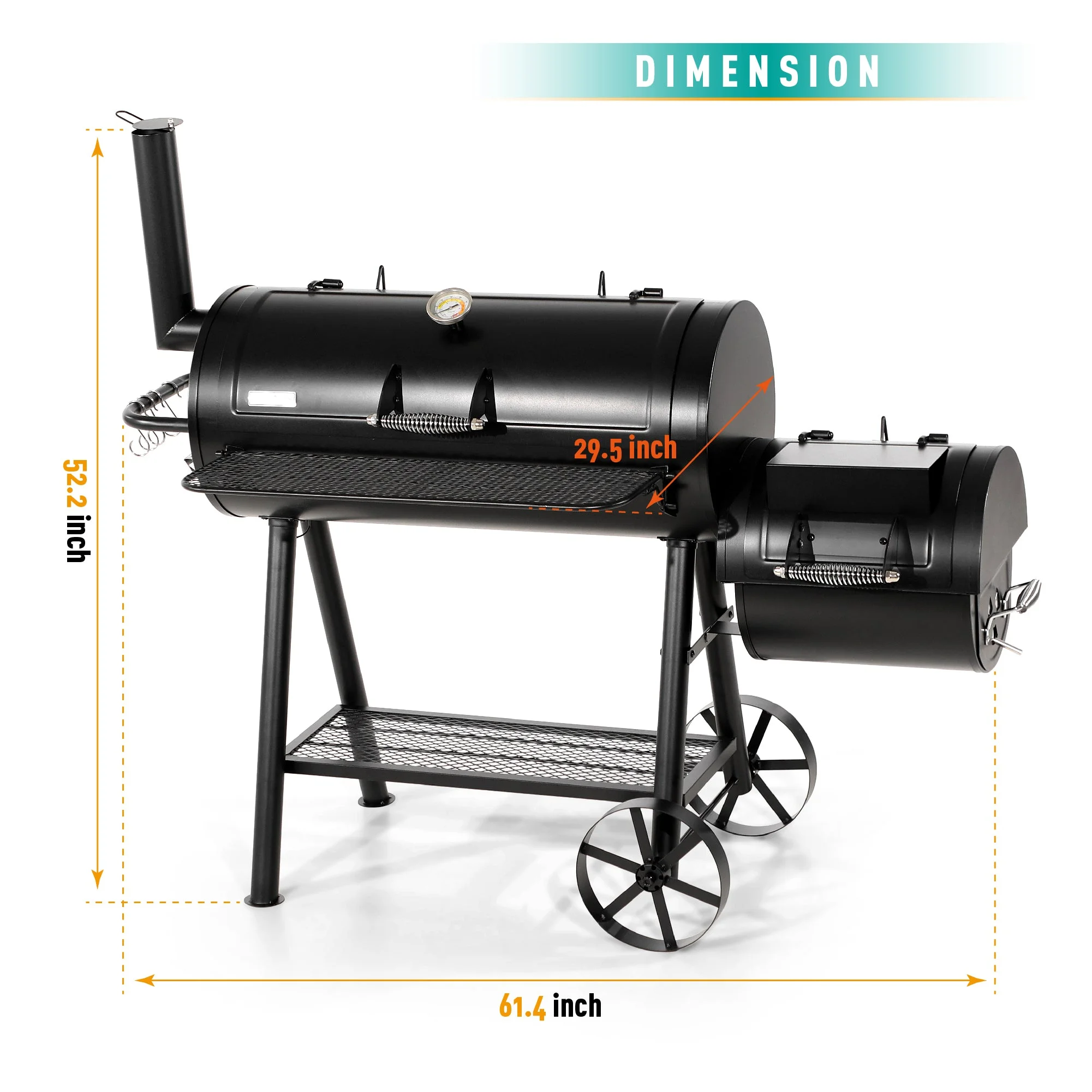 Sophia & William Portable BBQ Charcoal Grill with Offset Smoker, Black