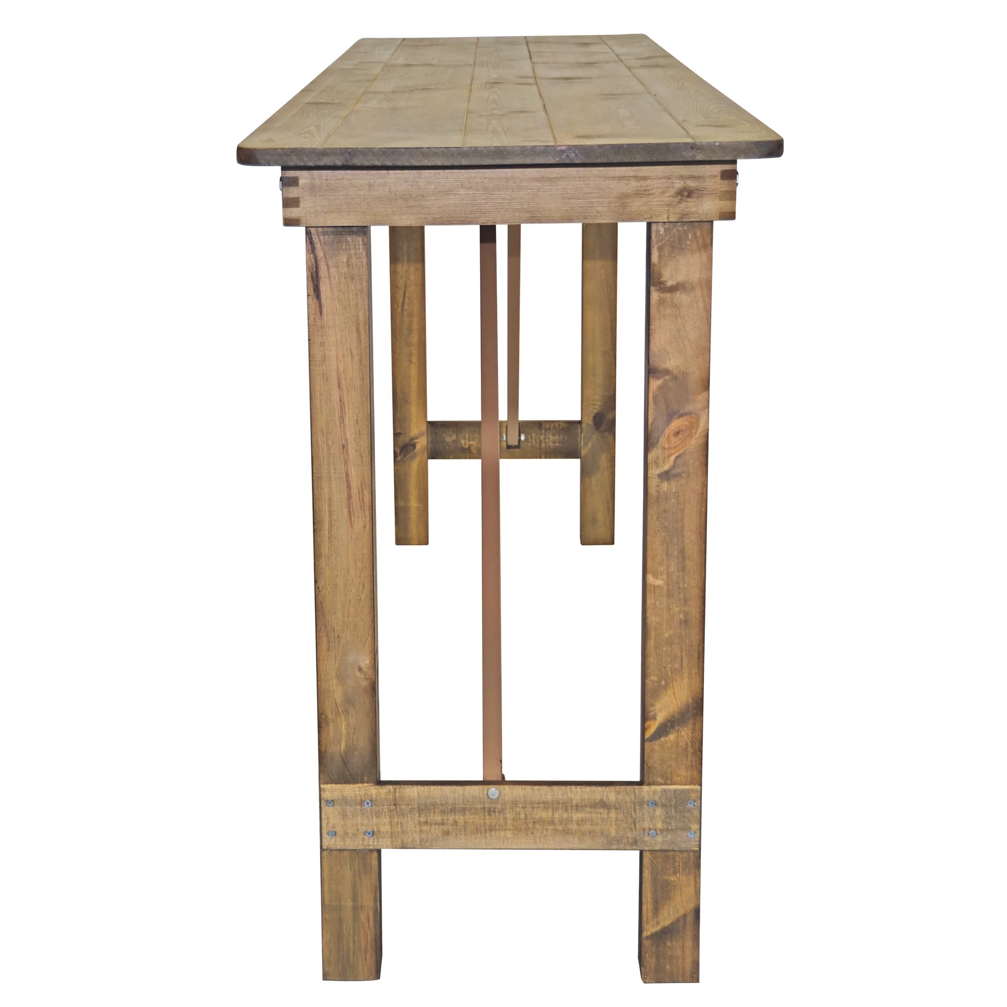 8' x 24" Pine Wood Farm Bar Height Folding Table - Rustic Legs