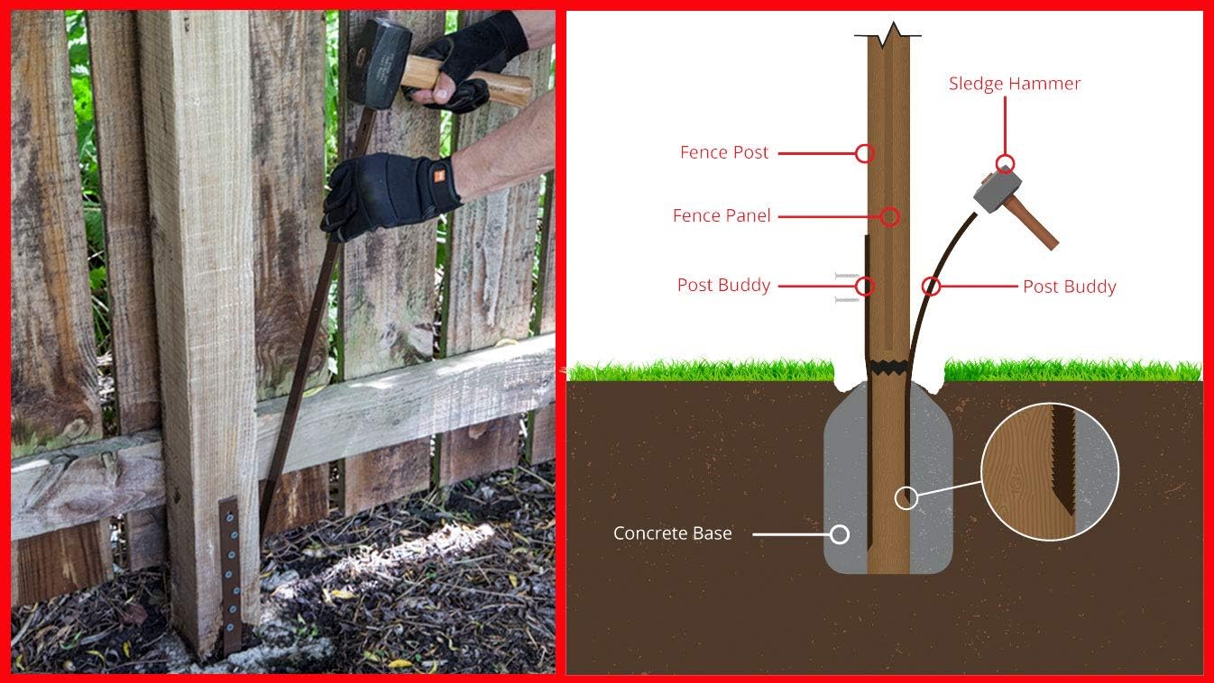 Post Buddy Fence Post Repair - Pack of 6 (to Fix 3 Broken Posts) Pack of 2