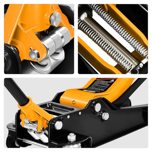DNA MOTORING Floor Jack 3 Ton (6000 lbs) Capacity, Fast Lift Service Jack Low Profile Steel Heavy Duty Hydraulic Car Jack, Lifting Range 3"-20", Black, TOOLS-00475-BK