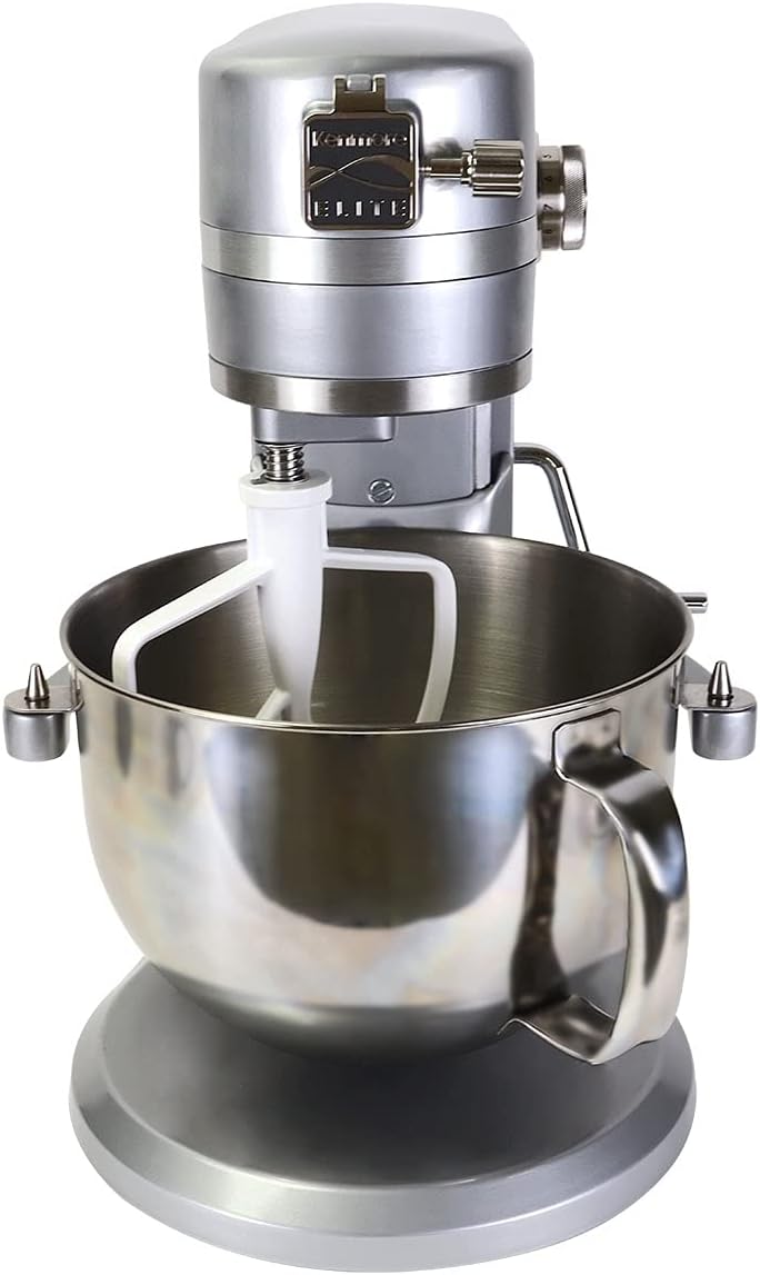 Kenmore Elite Heavy-Duty 6 Qt Bowl-Lift Stand Mixer, 600 Watts, with Flat Beater, Wire Whisk, Dough Hook, Stainless Steel Bowls, LED Light, Digital Countdown Timer, Metallic Grey