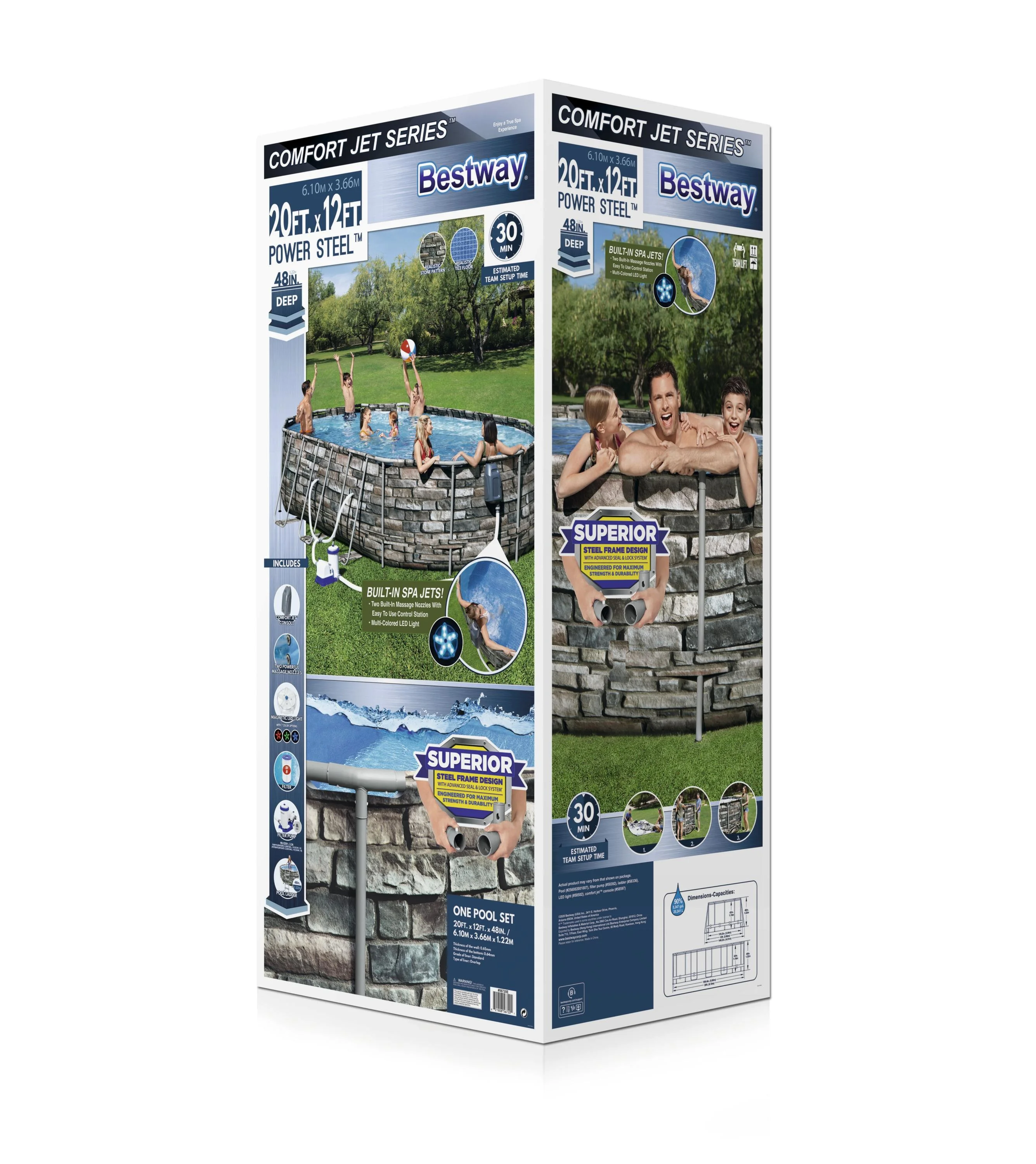 Bestway - Power Steel Comfort Jet Series 20' x 12' x 48" Oval Above-Ground Pool Set