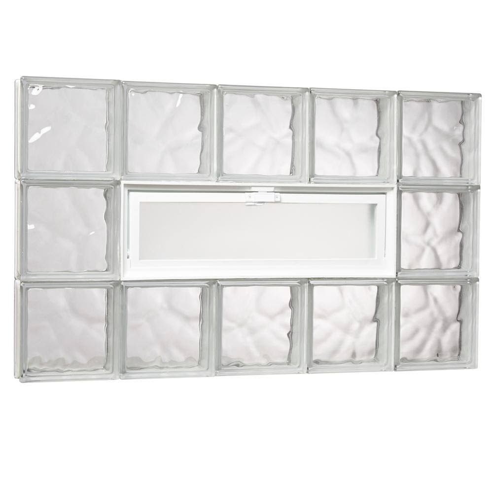 TAFCO Windows 38.75 in. x 23.25 in. x 3.125 in. Wave Pattern Glass Block Masonry Window with Vent
