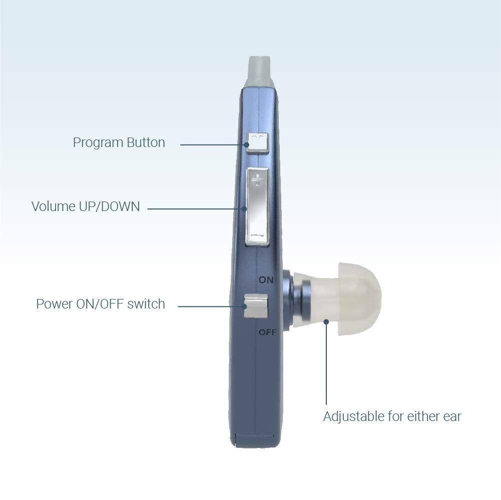 Digital Hearing Amplifiers Qty 2 ( Modern Blue ) 500HR Battery by Britzgo BHA-220D