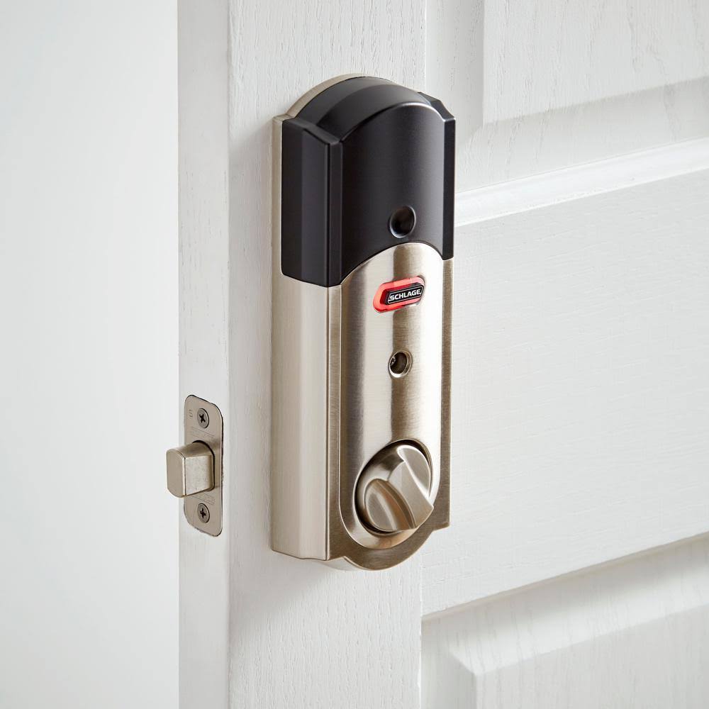 Schlage Connect Camelot Satin Nickel Touchscreen Deadbolt with Alarm