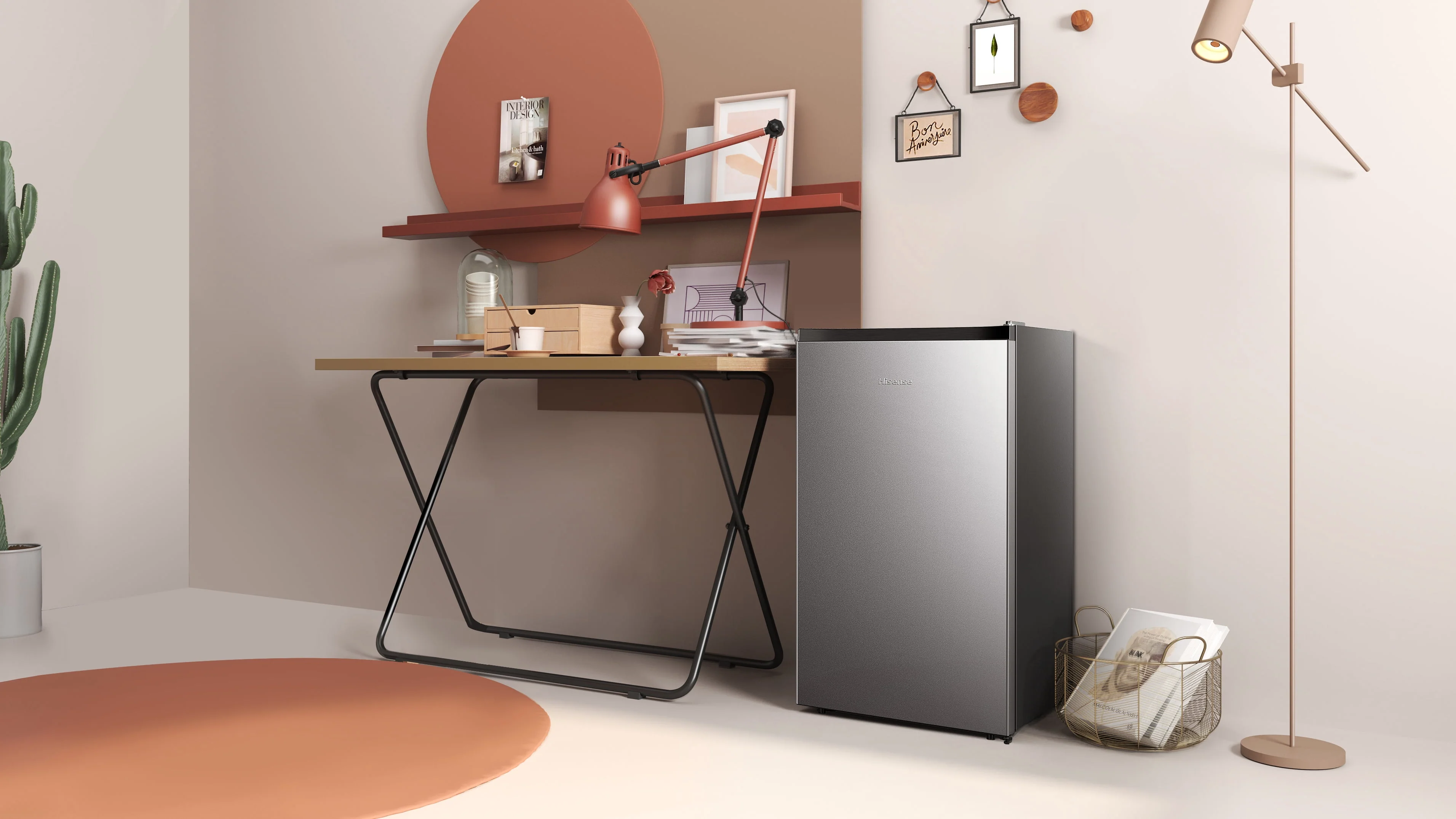 Hisense 4.4 Cu ft. Single Door Mini Fridge with Chiller, Silver 18.7 Width