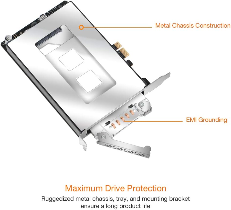 ICY DOCK 2.5” SATA SSD/HDD to PCIe 2.0 x1 Hot-Swap Mobile Rack for PCIe Expansion Slots | ToughArmor MB839SP-B Pack of 2