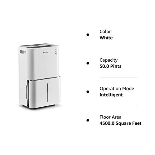 BUBLUE Dehumidifier for Basements, Home and Large Room with Auto or Manual Drainage | 36 db Industry Leading Noise Reducing | Integrated Air Filters, 3 Operation Modes, Clothes Drying