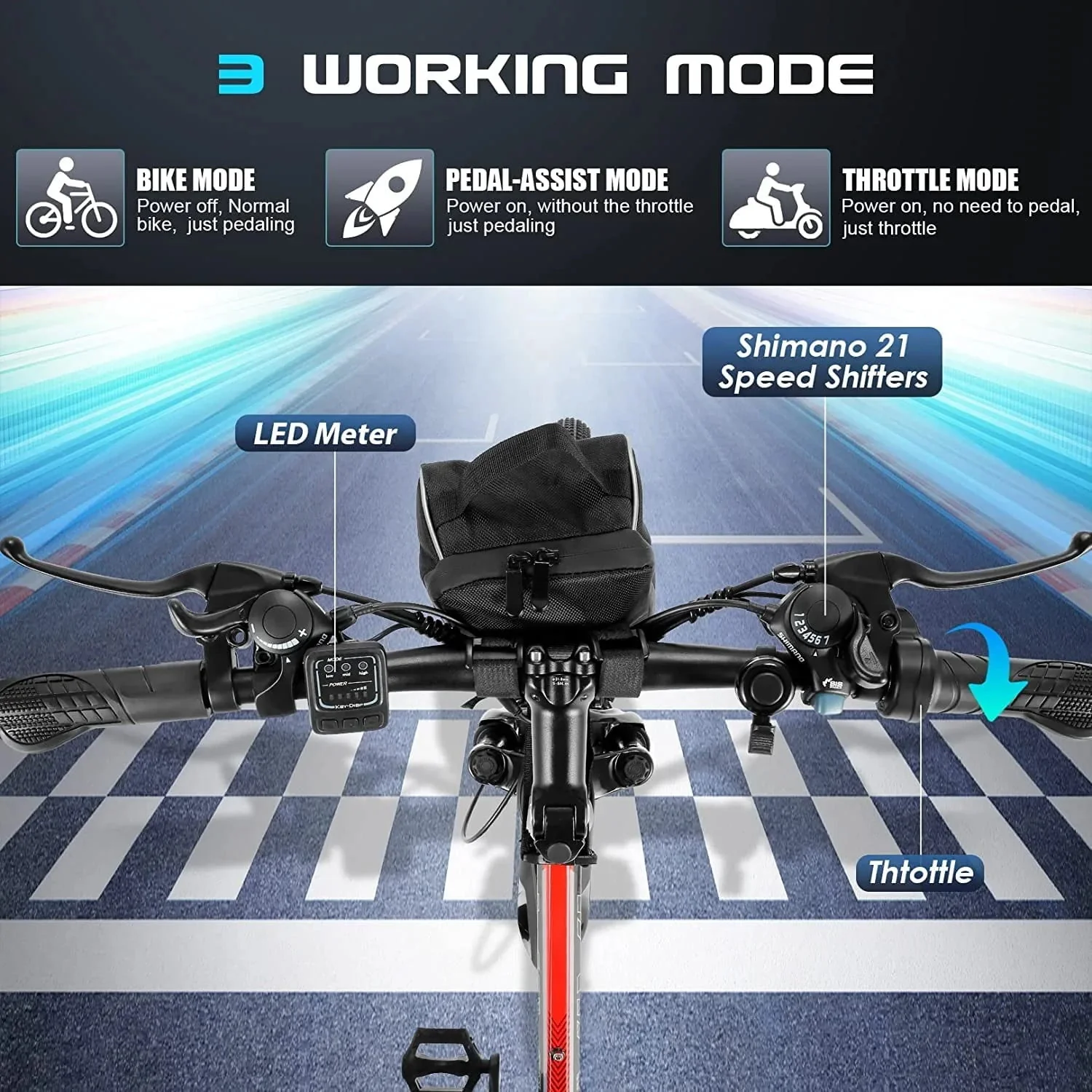 Vivi Electric Bike for Adults 26 Folding Electric Bike 500W Electric Mountain Bike 20MPH Full Suspension Electric Bike with Cruise Control Up to 50 Miles