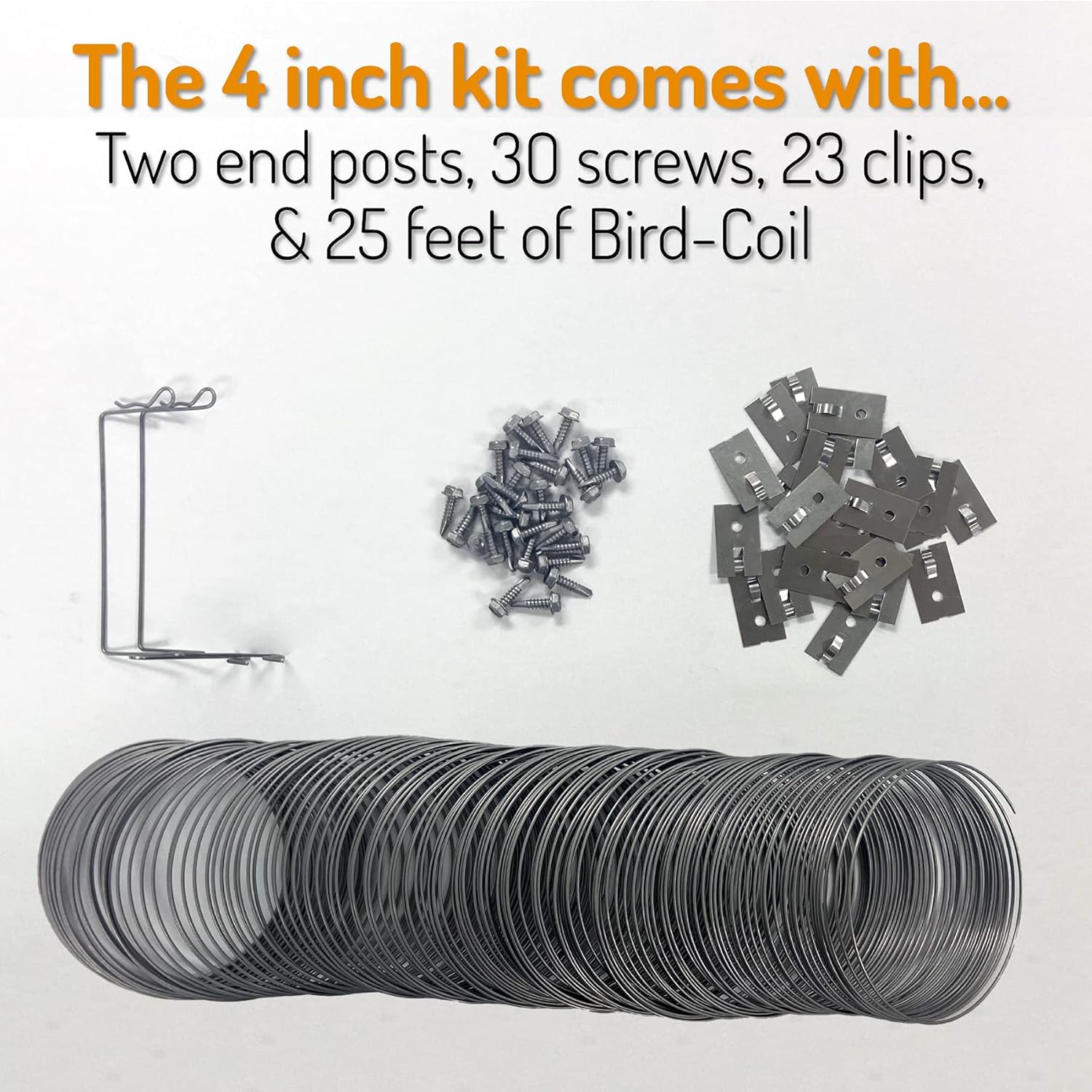 Bird Barrier Bird Coil – Professional Stainless Steel Bird Deterrent Coils – Bird Control for Balconies, Parapets, Exposed Ledges Ideal for Pigeons and Larger Birds – Includes End Posts and Fasteners Pack of 2