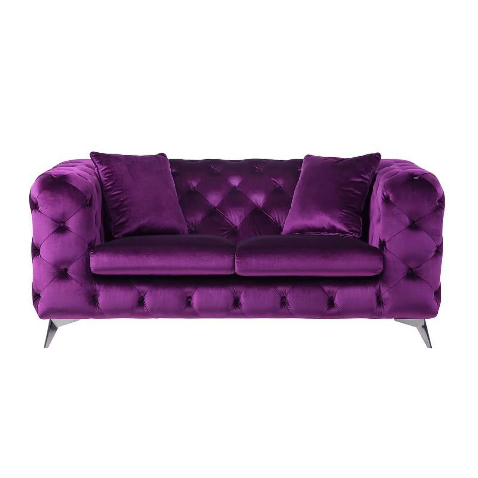 Bowery Hill Transitional / Modern Loveseat in Purple Fabric Finish