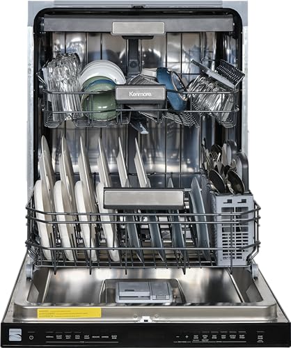 Kenmore 24" Built-In Stainless Steel Tub Dishwasher with EasyFlex 3rd Rack, SmartWash, UltraWash Plus, TurboDry, and MoreSpace Adjustable Rack, Energy Star Certified