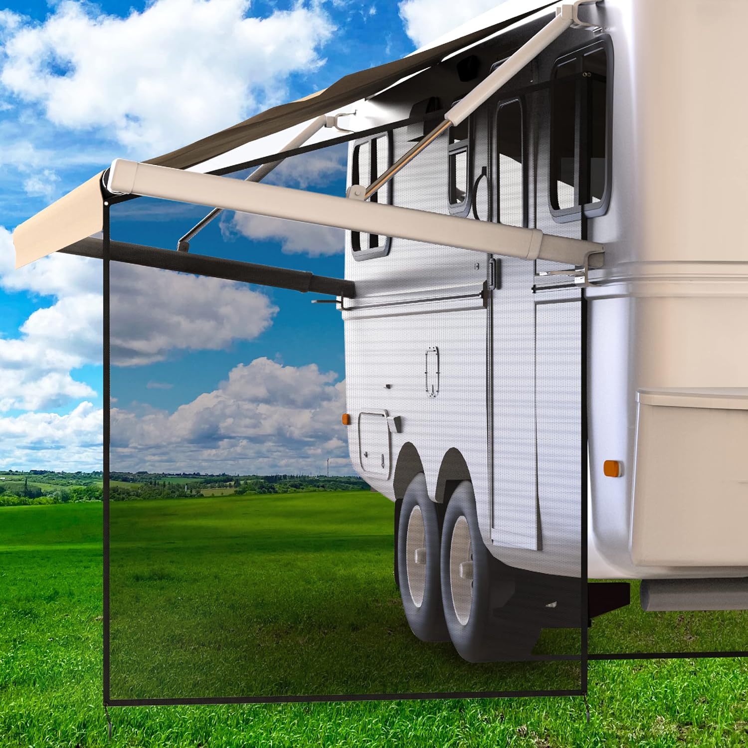 LATCH.IT RV Awning Shade Screen 7x9’ | Side RV Awning Screen | Mesh Awning Shade for Camper | UV-Resistant RV Awning Sunshade | Provides Wind Protection, Shade, and Privacy Pack of 2