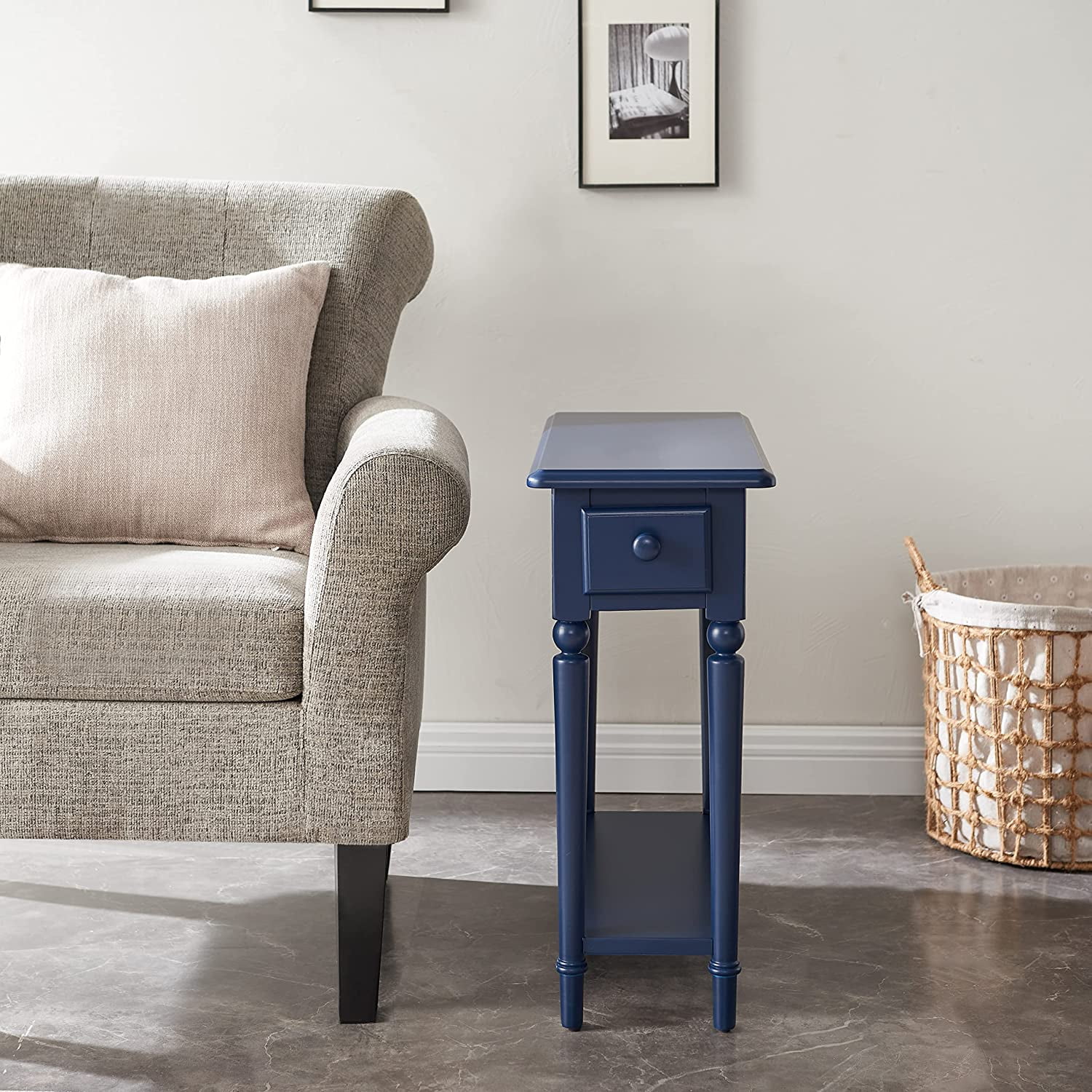 Leick  Coastal Narrow Side Table, Navy Blue