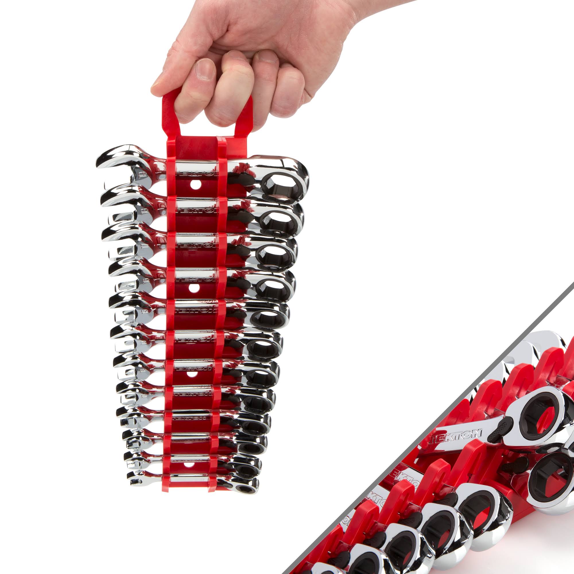 Tekton Stubby Reversible Ratcheting Combination Wrench Set, 12-Piece (8-19 mm) - Keeper | WRN51170