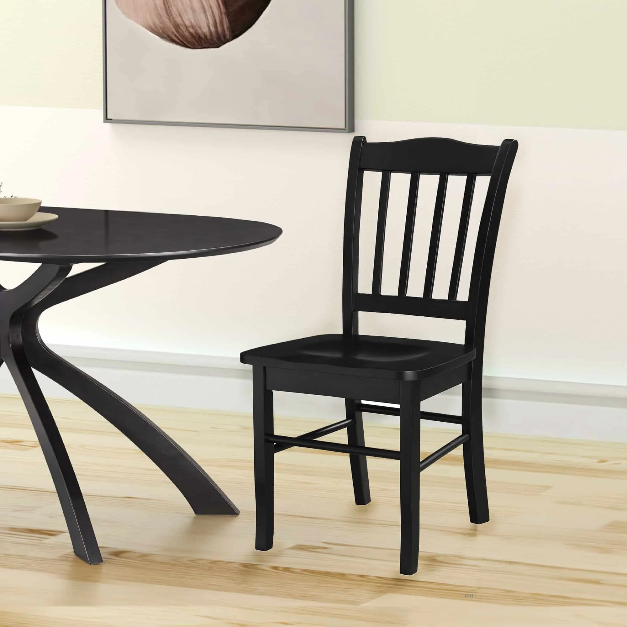 Boraam Shaker Rubberwood Dining Chairs in Black (Set of 2)