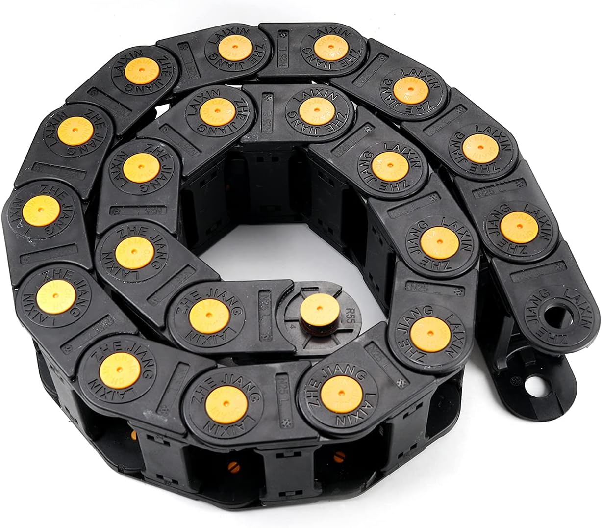 Fielect Drag Chain Cable Carrier Open Type with End Connectors R100 35X100mm 1 Meter Plastic for Electrical CNC Router Machines Black 1Pcs
