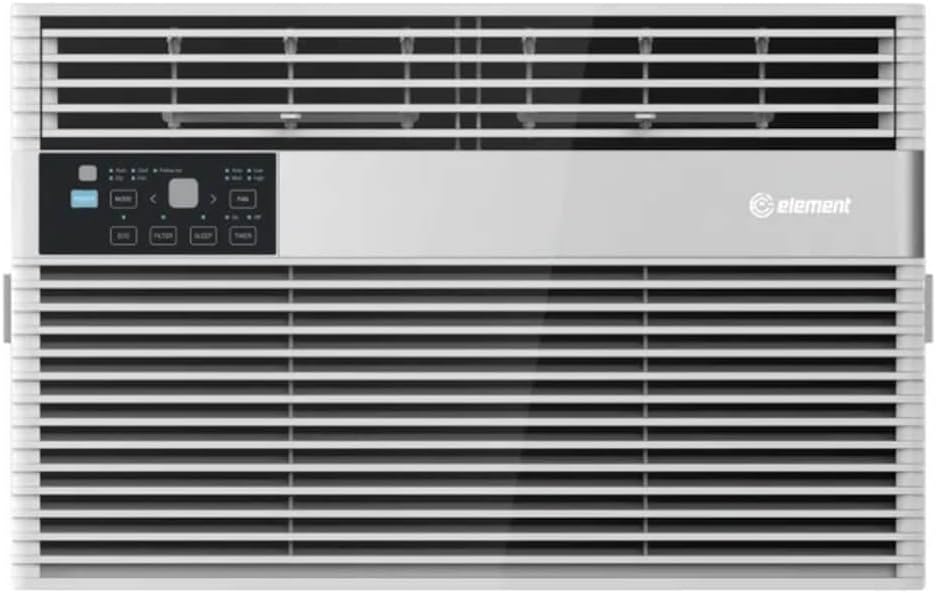 Element 6,000 BTU High Efficiency Window AC, Cools 250 Sq.Ft. (10' x 25' Room Size), Electronic Control with Remote, 3-Way Cooling & Fan Speeds, 4-Way Air Deflection, Energy Star, Auto Restart, 115V