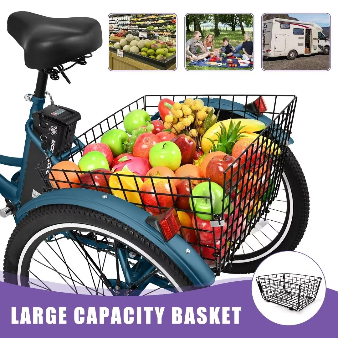 Docred 24'' Adult Electric Tricycles 3 Wheel Electric Bike, 15.5 mph 500W Electric Trikes for Seniors .7-Speed & 4 Adjustable Riding Modes Electric Tricycle with 36V Removable Lithium Battery