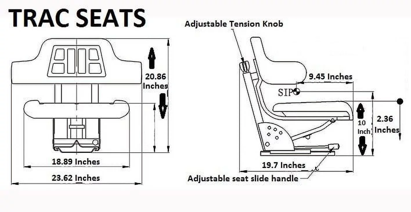 Black TracSeats Tractor Suspension Seat Fits John Deere 2530 2550 2555 2630 2640