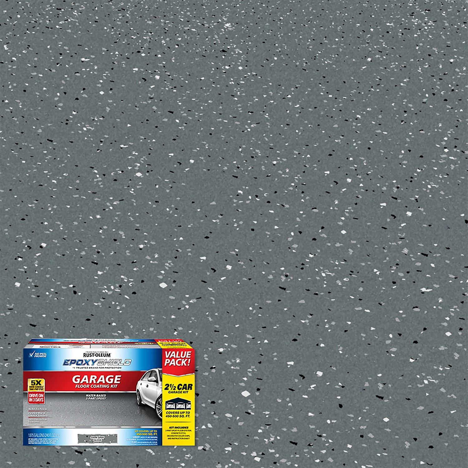 Rust-oleum 365186 EpoxyShield Garage Floor Coating 2.5 Car Kit Dark - Shop Hardware Tools Online Store