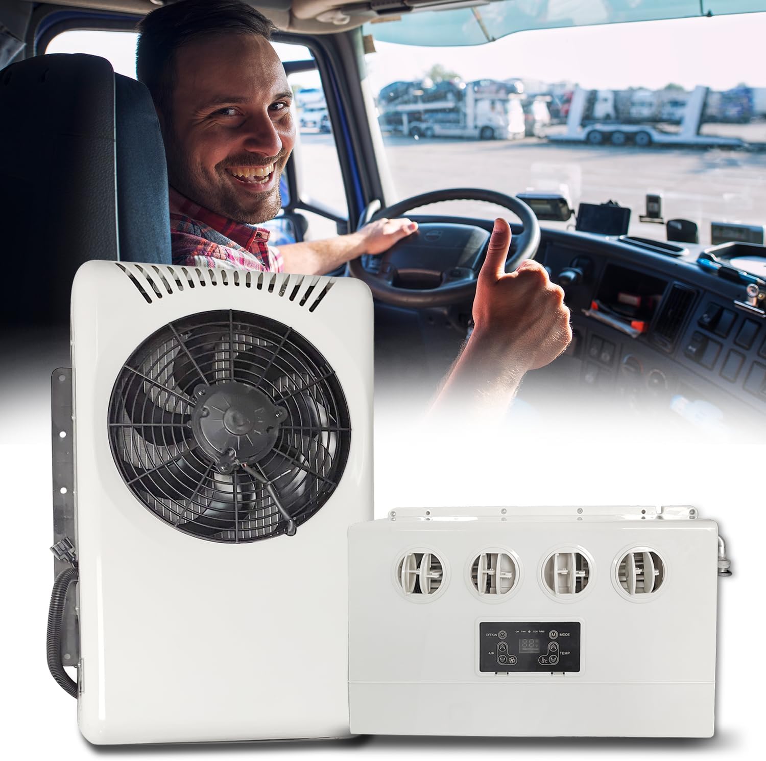 12V Air Conditioner 8500BTU, Mini Split 12 Volt Air Conditioner, Parking AC 12 Volt DC Air Conditioner, Cooling Low Noise for Big Rig Sleeper, Semi Trucks, Pickup, Trucks, Car, RV, Vans, Buses