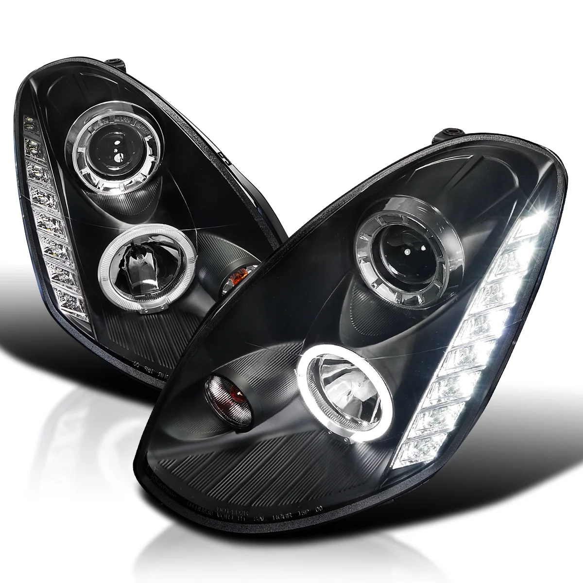 Spec-D Tuning Halo LED Black Projector Headlights Signal Lamps Compatible with 2005-2006 Infiniti G35 4Dr Sedan, Left + Right Pair Headlamps Assembly - Curated Treasures Market