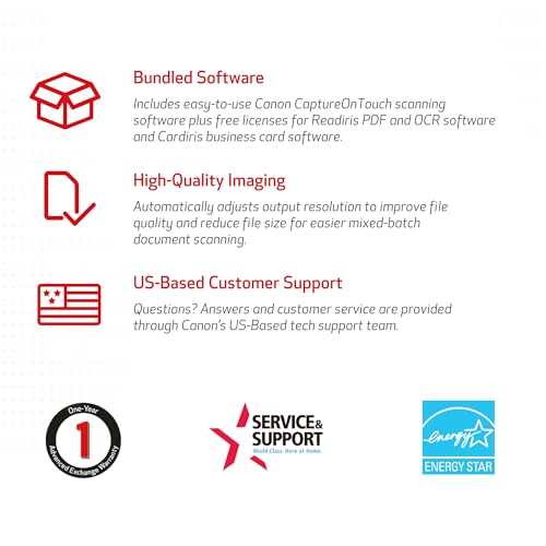 Canon imageFORMULA R40 - Office Document Scanner, Windows and Mac, Duplex Scanning, Easy Setup, Scans a Wide Variety of Documents, Scans to Cloud