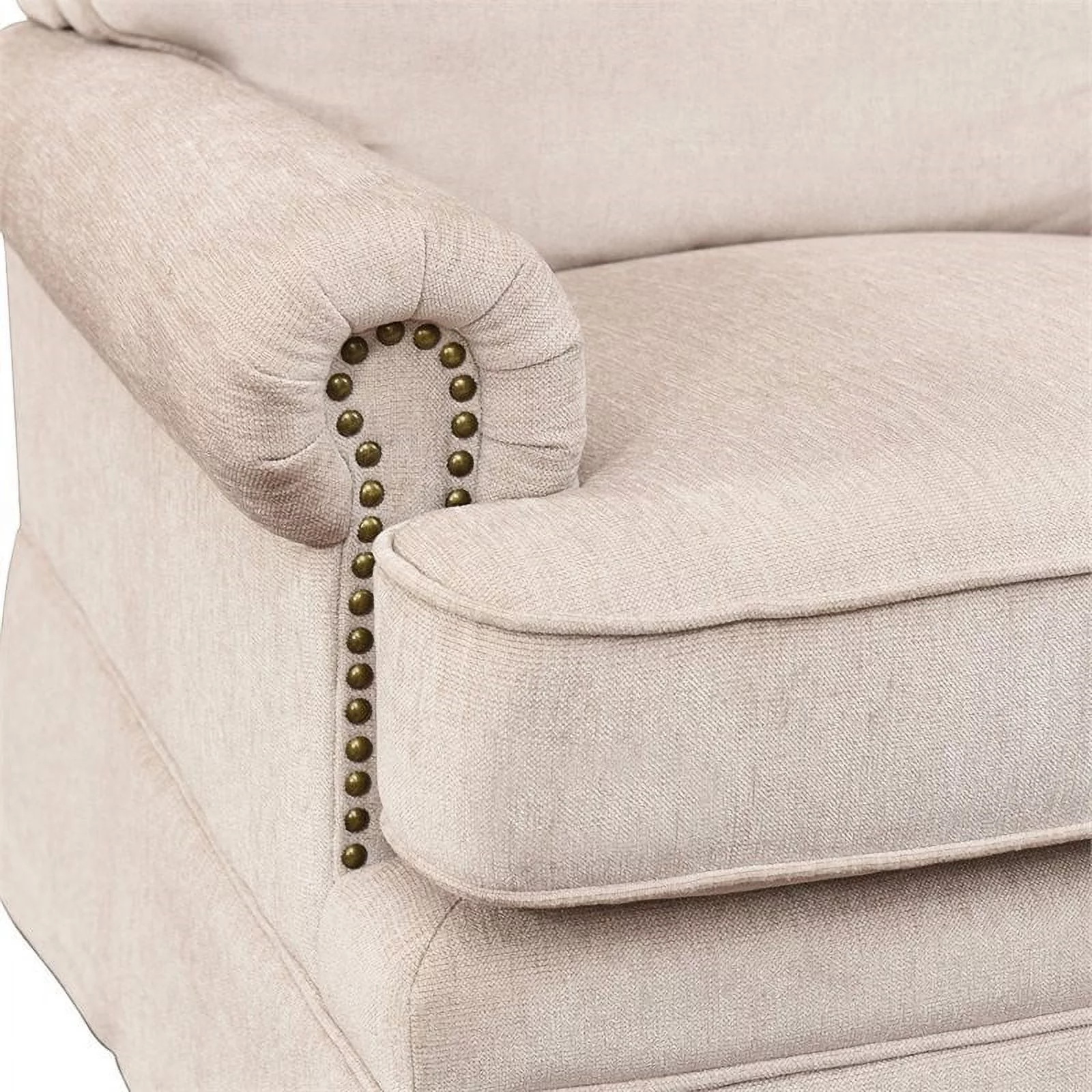 Abbyson Living Chloe Swivel Glider Chair and Ottoman in Cream