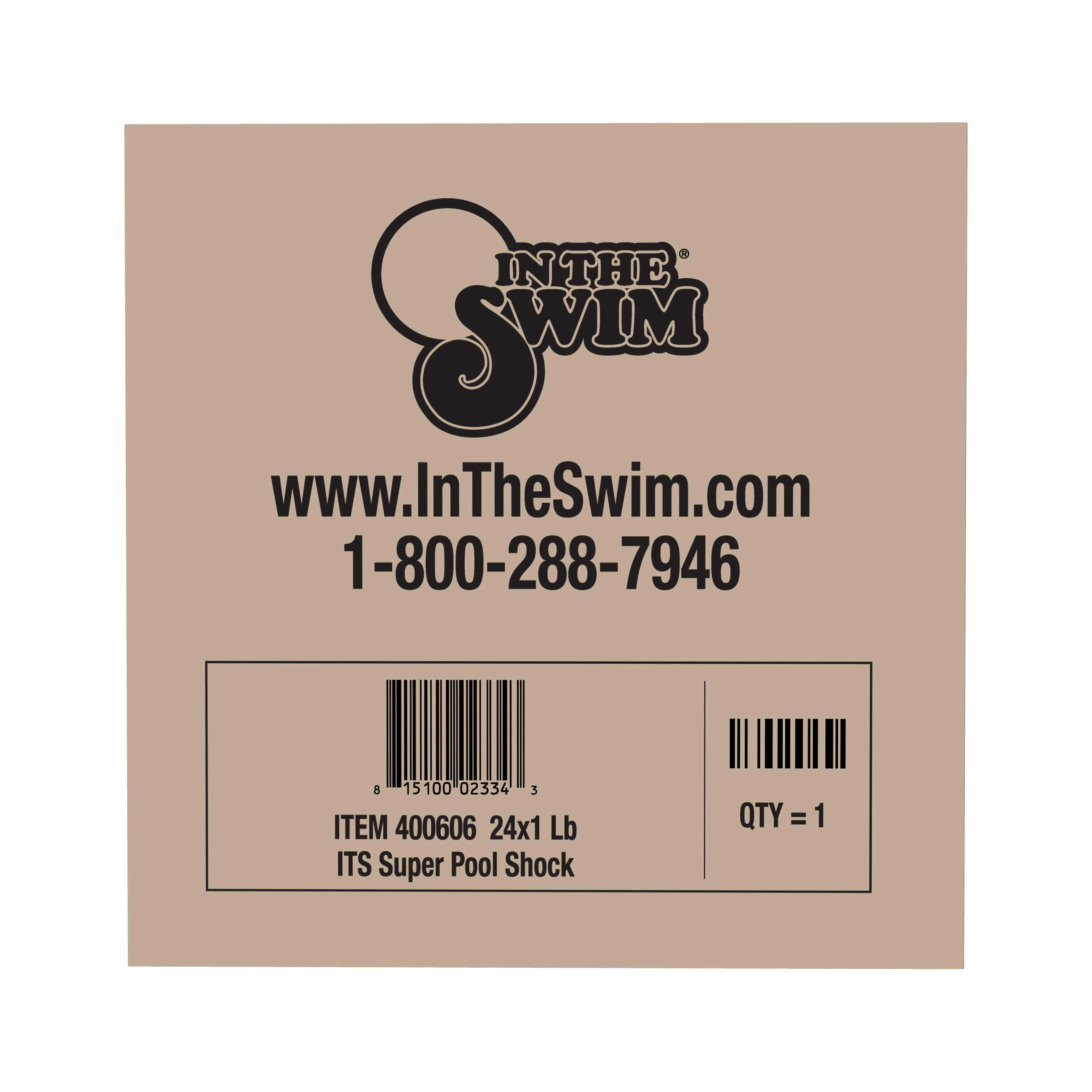 In The Swim Super Pool Shock Swimming Pool Sanitizer - Fast Dissolving, Non-Stabilized - 70% Available Chlorine - 24 x 1 Pound Bags 25334