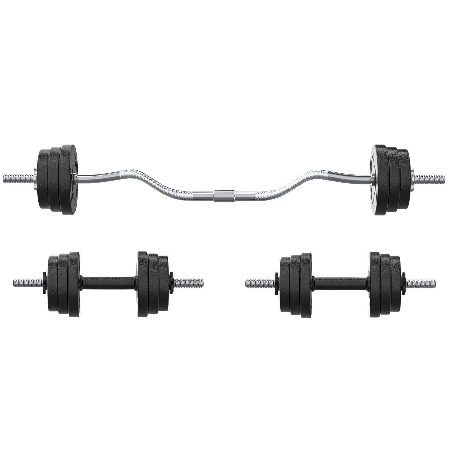 ARVAKOR 66LB 2 in 1 Adjustable Dumbbell Set with Connecting Rod, Lifting Dumbbells Used as Barbell for Whole Body Workouts, Black