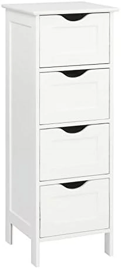 HBBOOMLIFE Bathroom Floor Cabinet  Freestanding Bathroom Cabinet with 4 Drawers  Side  Cabinet for Bathroom  Living Room  Bedroom (White  11.8" W x 11.8" D x 32.3" H) - Curated Treasures Market