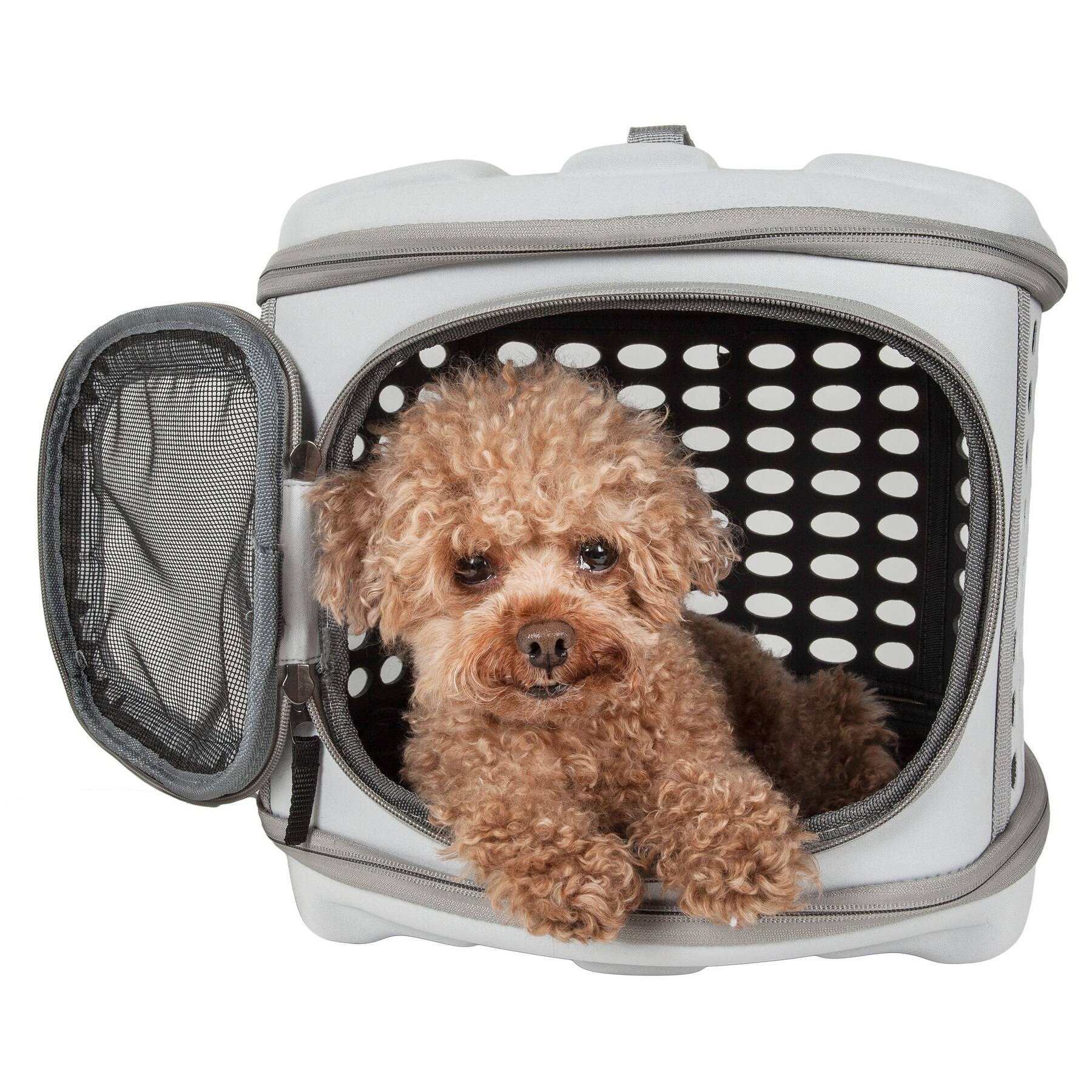 Pet Life Circular Shelled Perforate Lightweight Collapsible Military Grade Transporter Pet Carrier