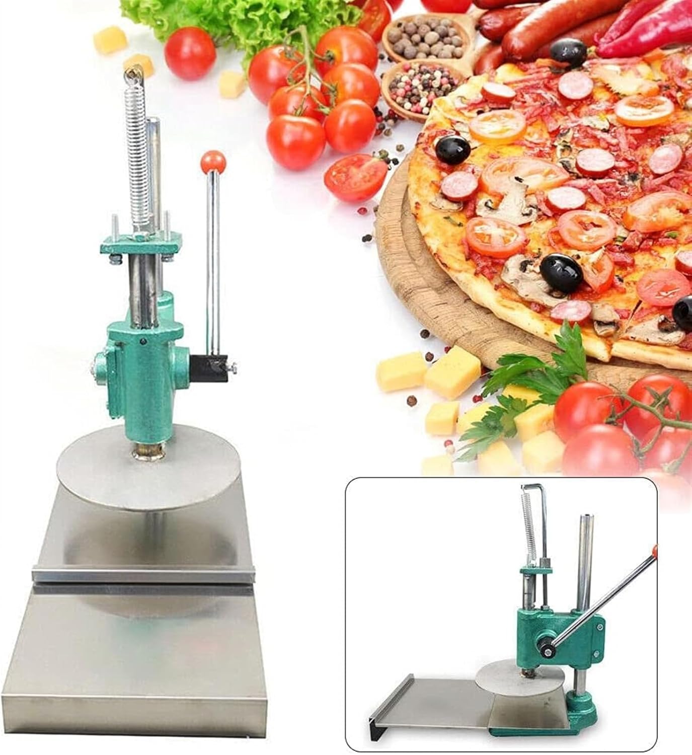 Manual Pizza Dough Press Machine Pizza Pastry Press Machine, 24cm/9.5" Manual Commercial Dough Presses Stainless Steel Cake Bread Pastry Premade Dough Sheeter For Home, Kitchen & Commercial Use
