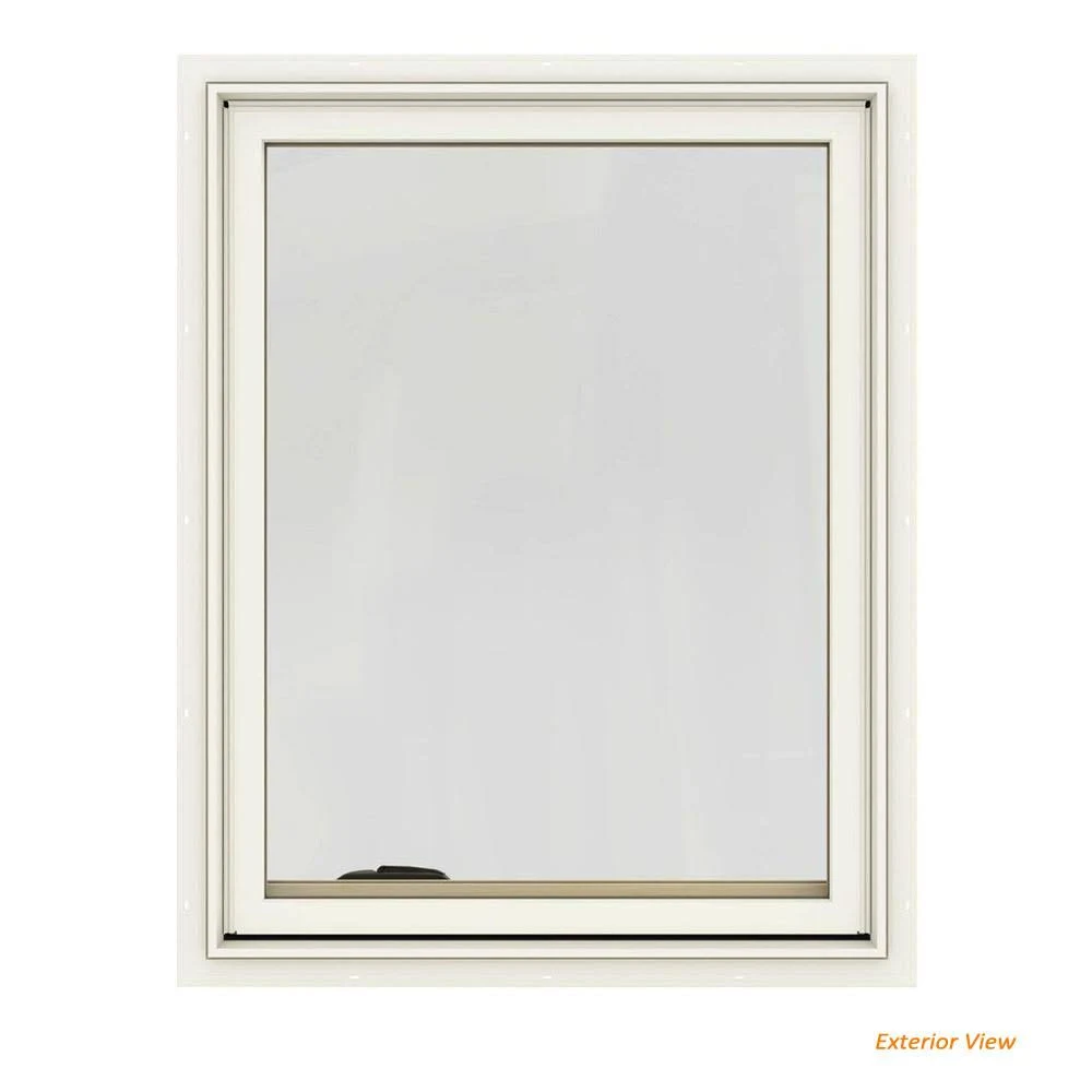 JELD-WEN 36.75 in. x 40.75 in. W-2500 Series Cream Painted Clad Wood Right-Handed Casement Window with BetterVue Mesh Screen