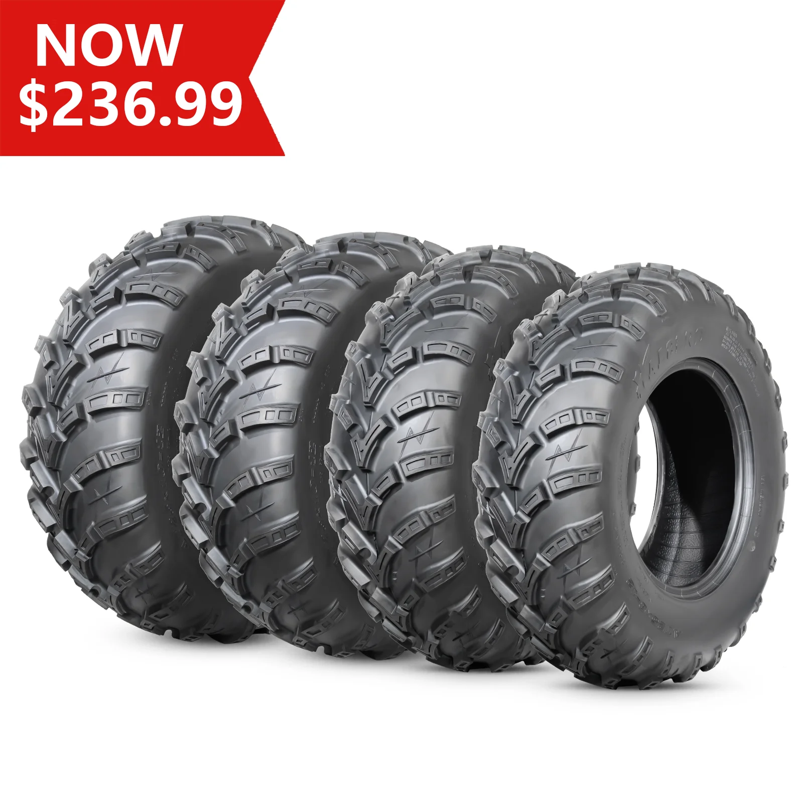 6PR ATV/UTV Tires 25x8-12 Front & 25x10-12 Rear All Terrain 15mm Tread Depth 25x8x12 25x10x12 Trail Sand Off-Road Tires Set of 4