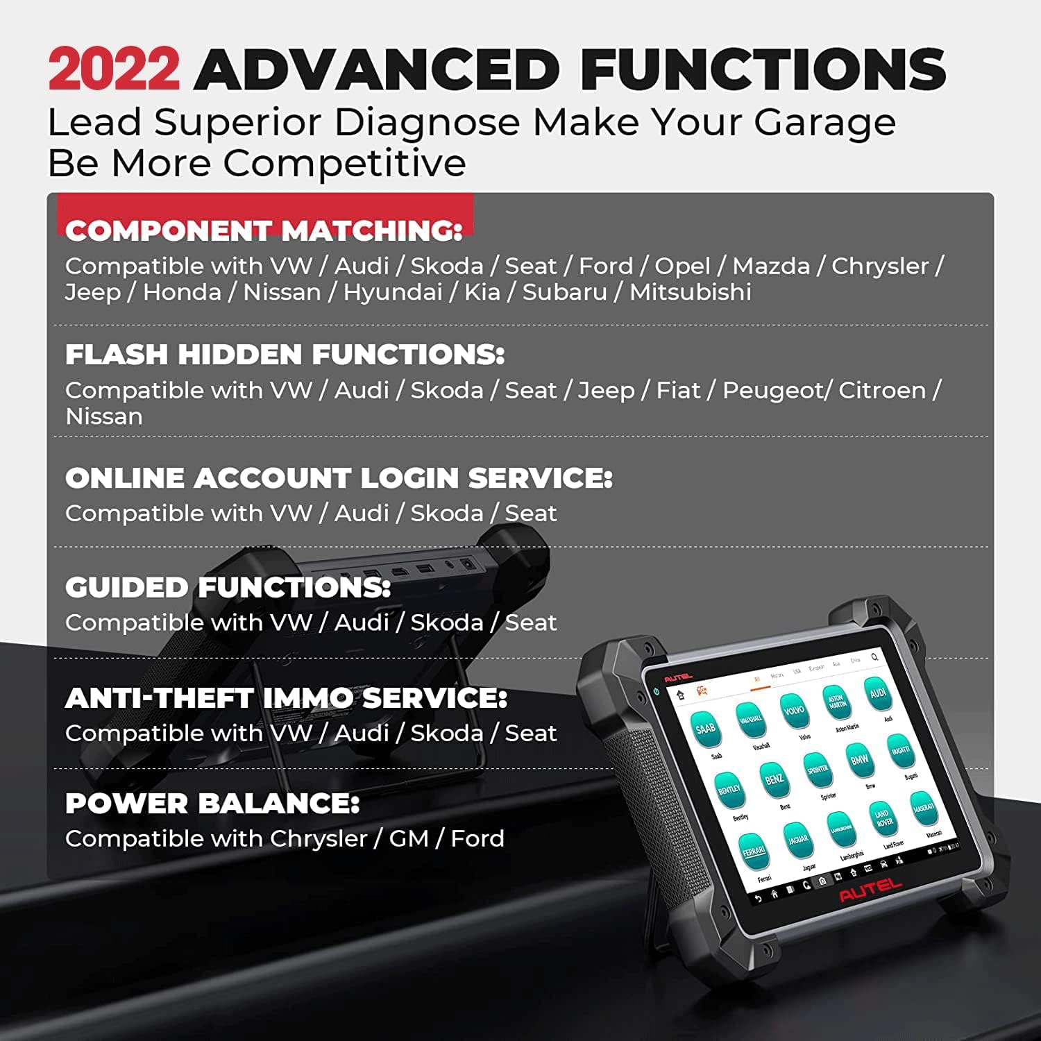 Autel Scanner MaxiCom MK908P 2022: Updated of MS908S Pro Same as Maxisys Elite, J2534 Programming Tool with No IP Restriction, Advanced ECU Coding, 36+ Service, Active Test, Free Car Battery Tester